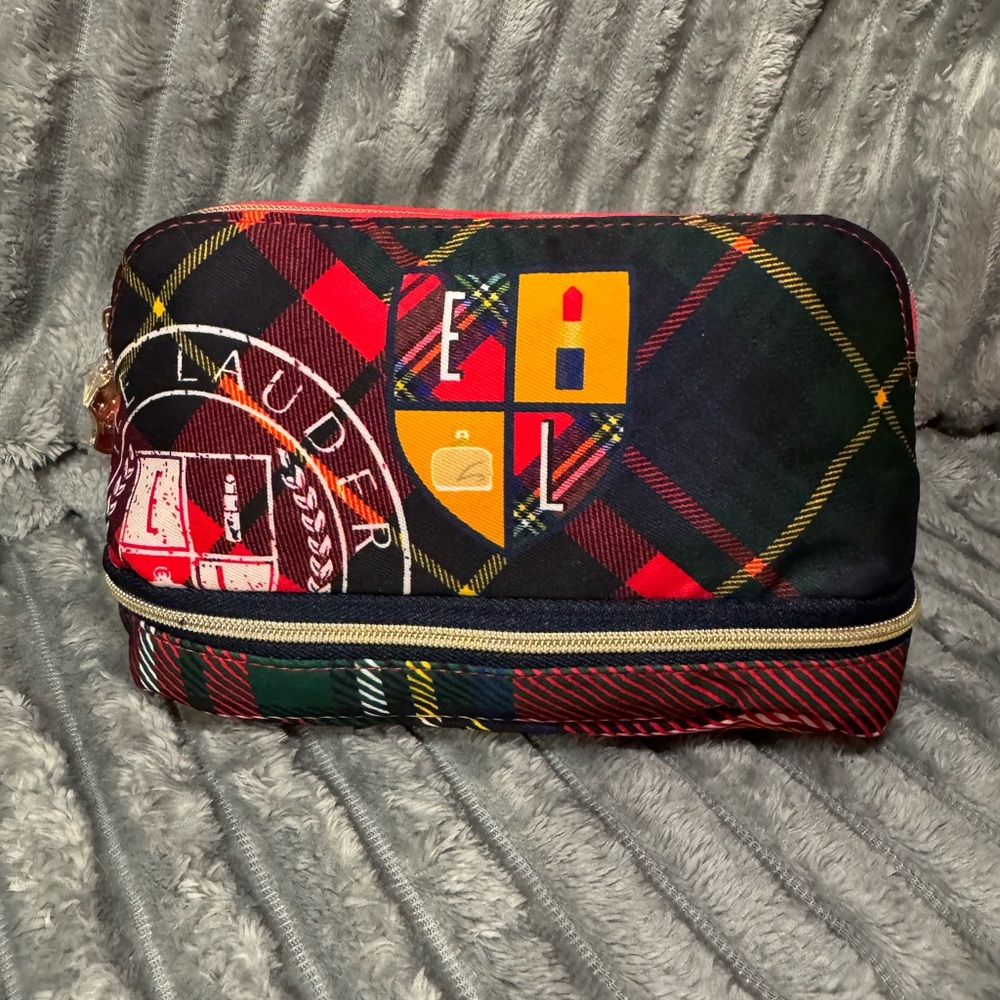 Estee Lauder Limited Edition 2 Zip Compartment Makeup Bag NWOT